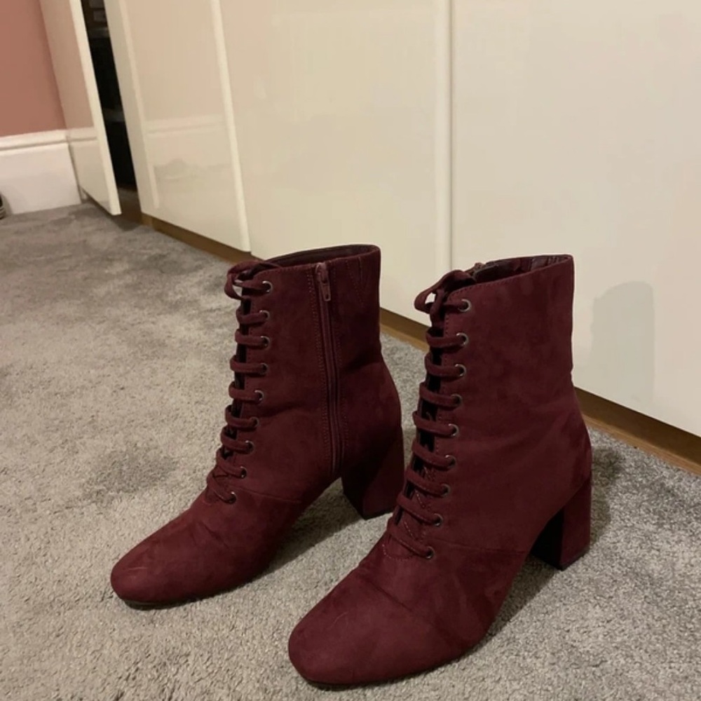Marks & Spencer Burgundy Lace-Up Boots